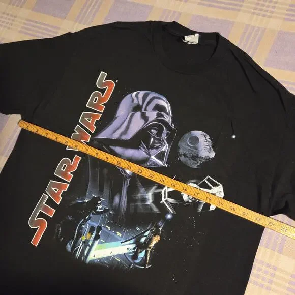Vintage STAR WARS Spellout Darth Vader Luke Skywalker Death Star T Shirt XL 90s